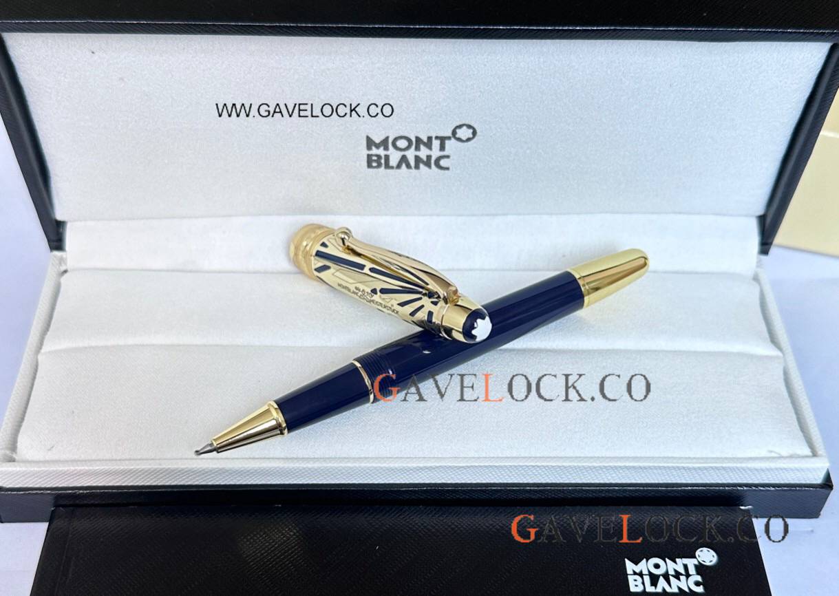AAA Copy Montblanc 100 Yrs Meisterstuck Doue Rollerball Blue-Gold Midsize